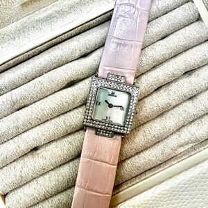 Swarovski Pink Crocodile Leather Watch